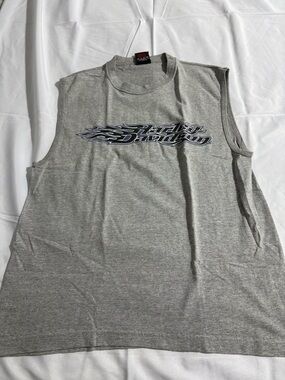 Vintage Harley-Davidson Grey Sleeveless Muscle Tee Black Hills Rally